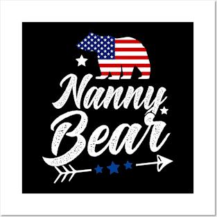 Nanny Bear Patriotic Flag Matching 4th Of July Posters and Art